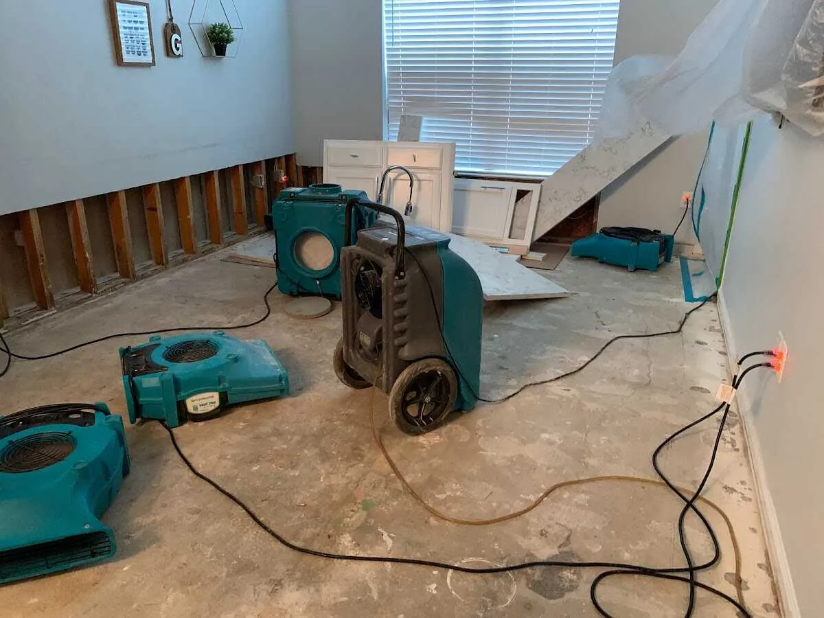 Dehumidifier in flood-cut room for Water Damage Restoration in Lackawaxen